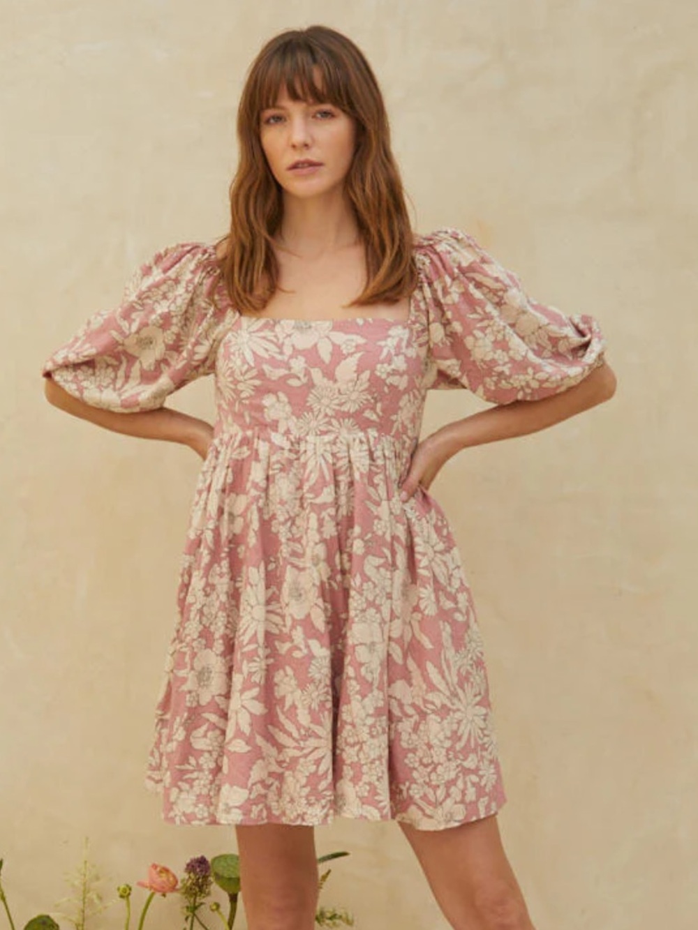 Floral Puff Sleeve Mini Dress